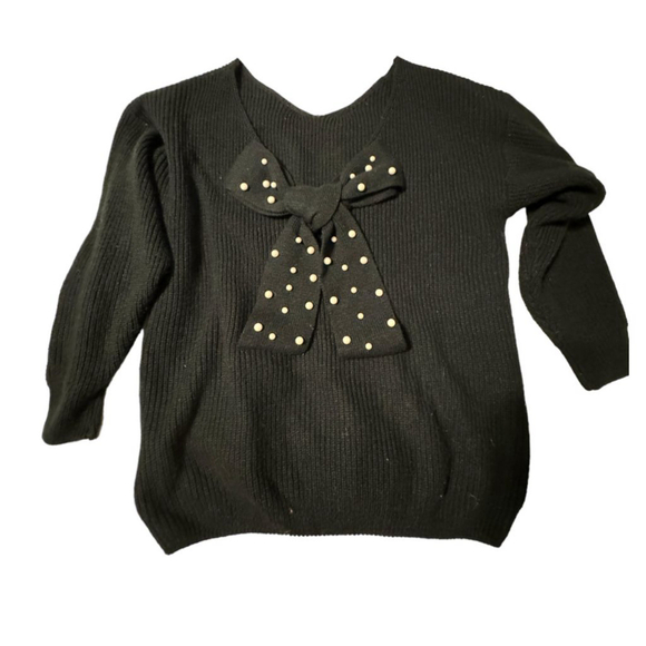 SHEIN Black Pearl Bow Knit Sweater 3XL Runs Small - Picture 1 of 6